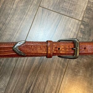 Polo Ralph Lauren Genuine Lizard Cognac Leather Belt Size 28 Made in Italy